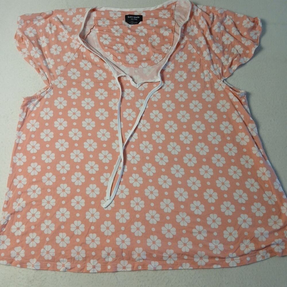 Kate Spade Womens Size L Pink Floral Summer Top Cap Sleeves EUC